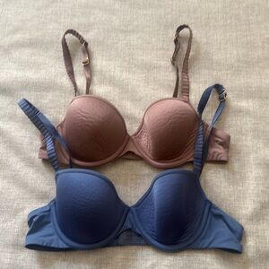 ThirdLove 24/7 Classic T-Shirt Bras Bundle‎ of 2 beige & blue Size 34A 1/2